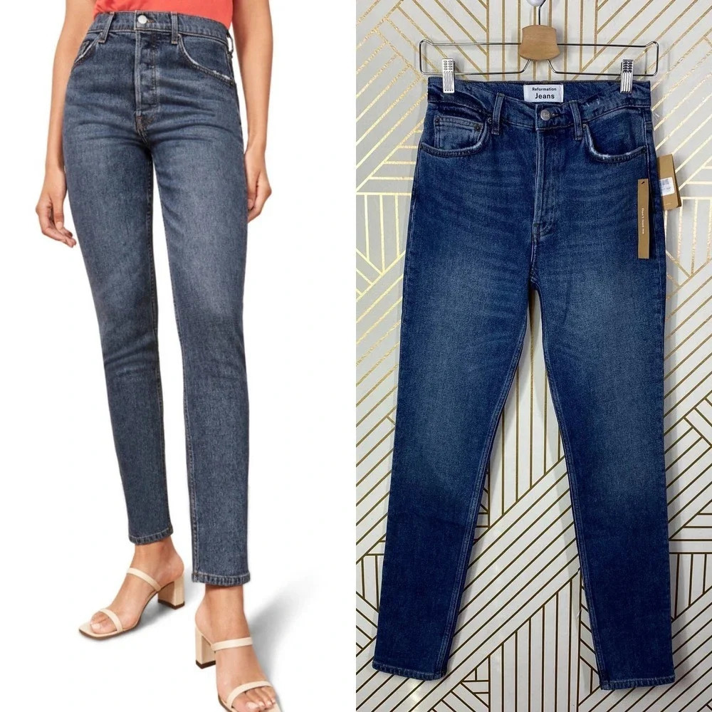 REFORMATION Serena High Waist Skinny Jeans in Kasai Blue‎ Size US 25